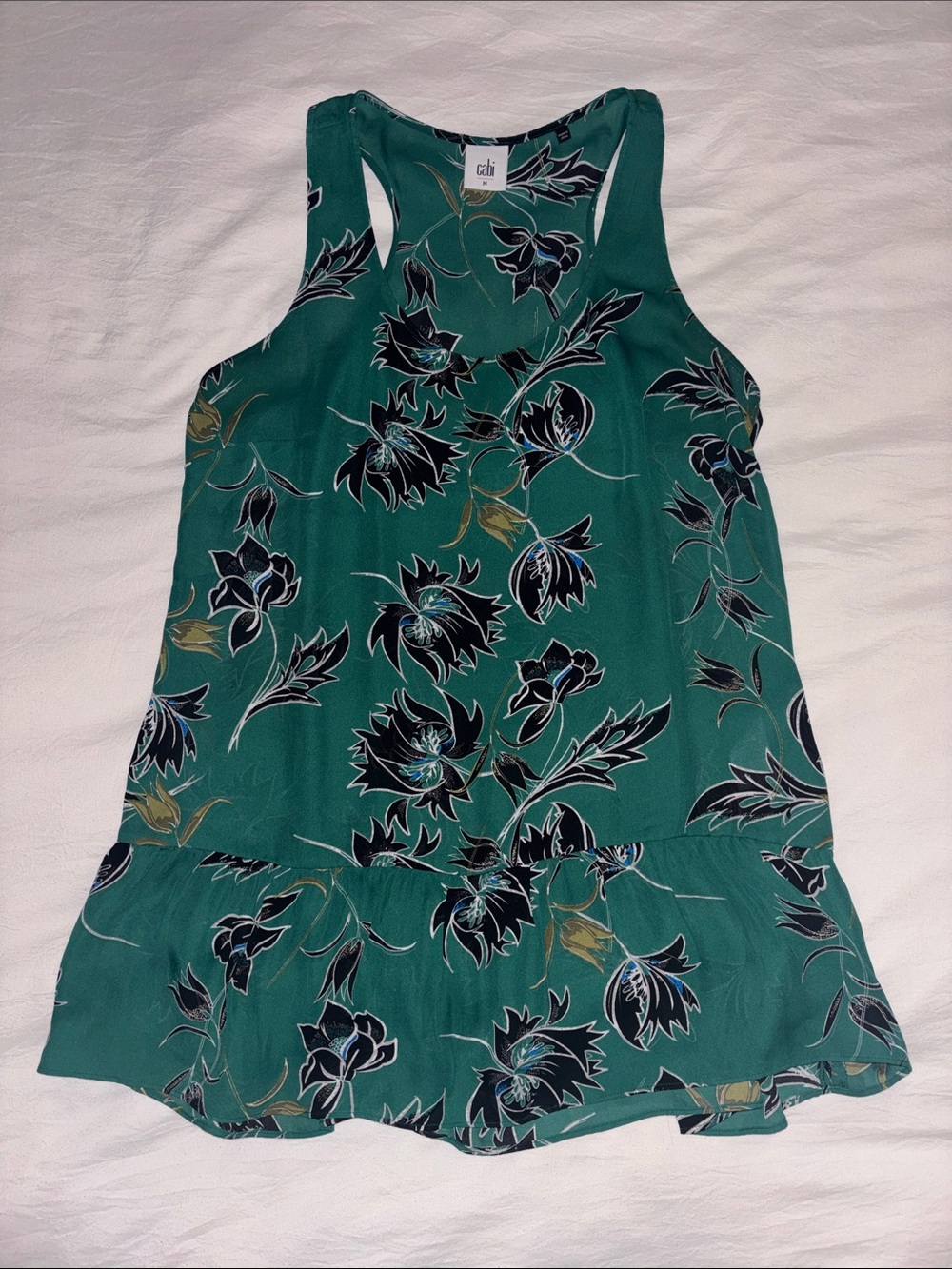 CAbi Teal Floral Racerback Blouse